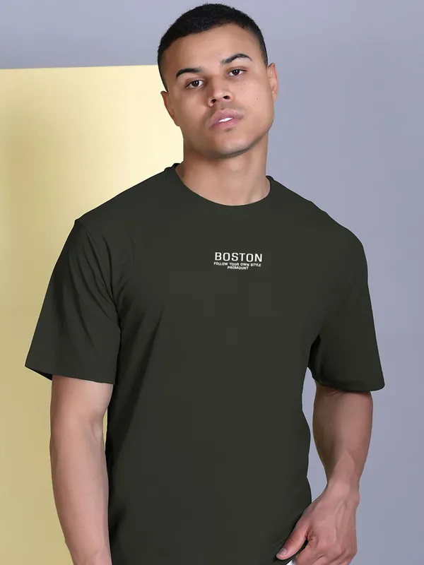 Dark_Green_Polyester_Solid_T-Shirt_For_Men