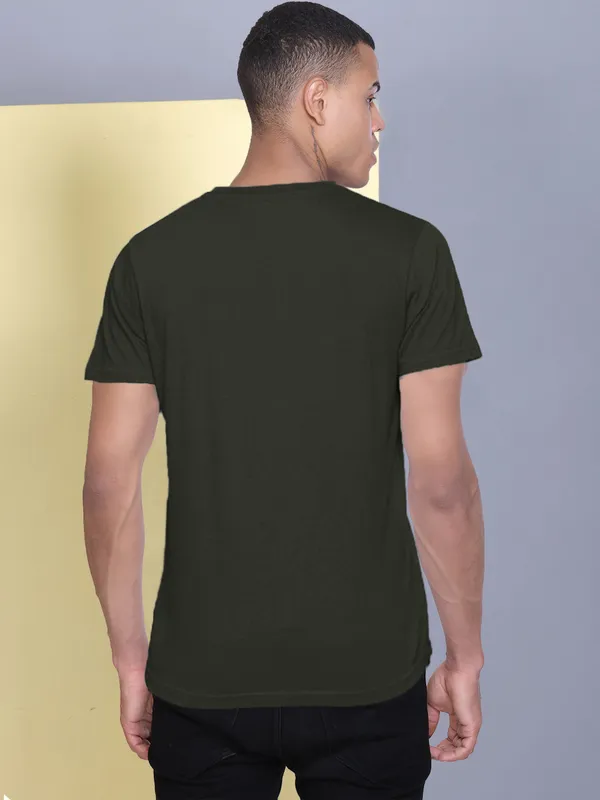Dark_Green_Polyester_Solid_T-Shirt_For_Men