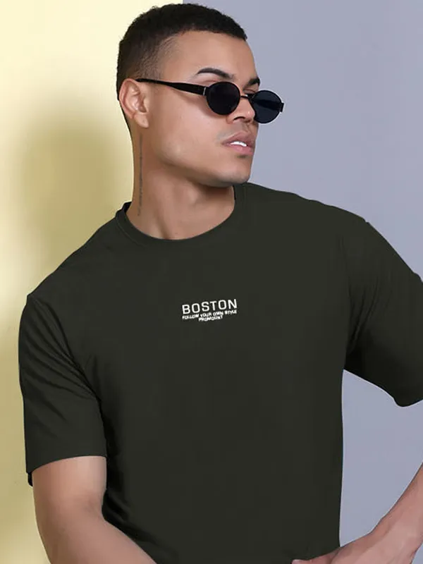 Dark_Green_Polyester_Solid_T-Shirt_For_Men