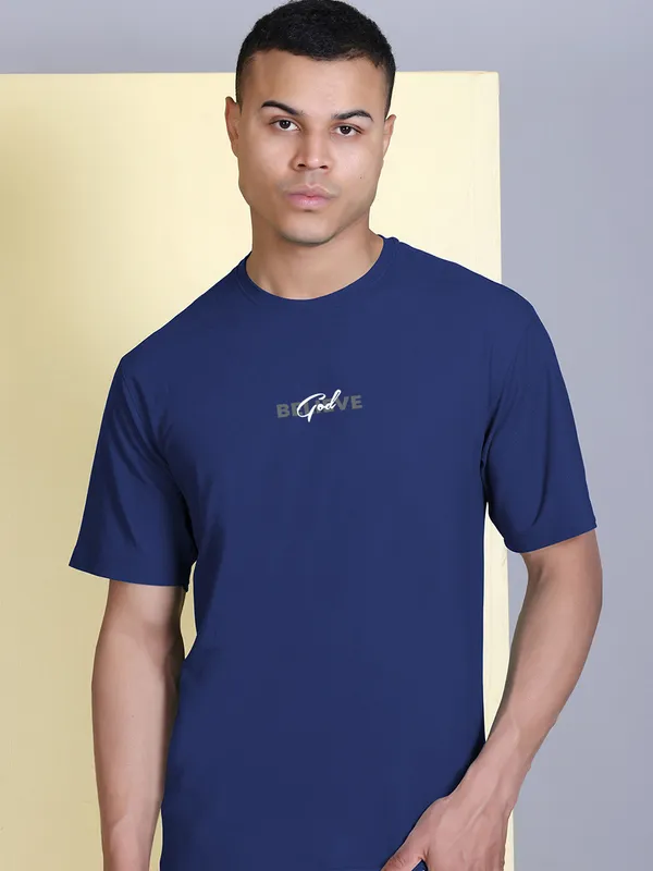 Blue_Polyester_Solid_T-Shirt_For_Men