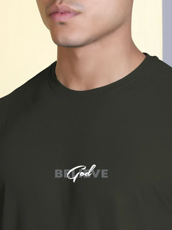 Dark_Green_Polyester_Solid_T-Shirt_For_Men