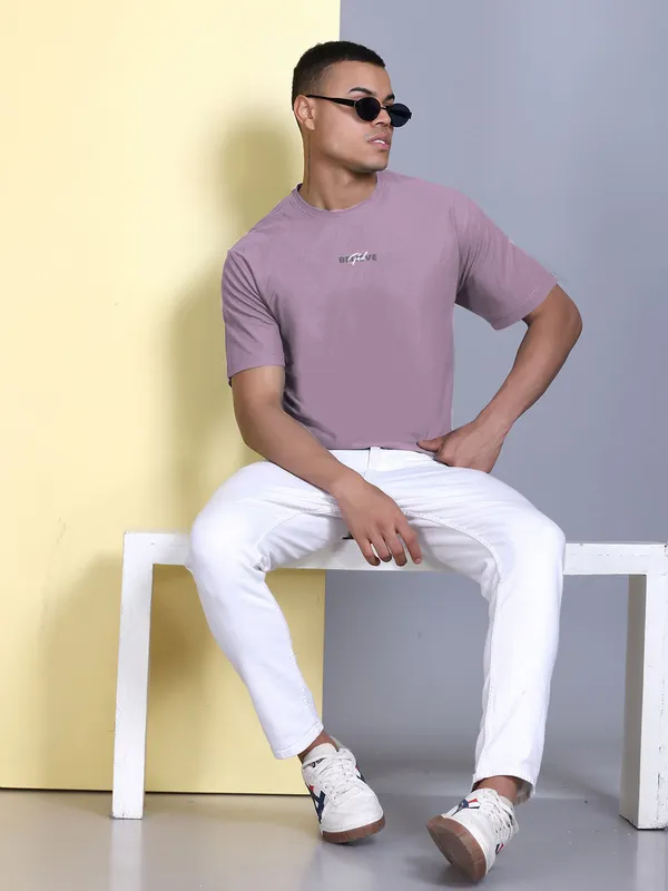 Pink_Polyester_Solid_T-Shirt_For_Men