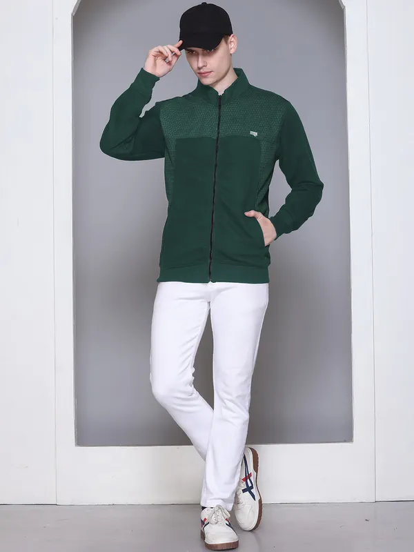 Green_Cotton_Blend_Solid_Full_Sleeve_High_Neck_Sweatshirt_For_Men