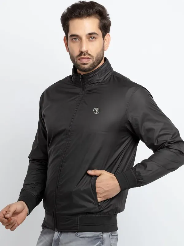 Black_Polyester_Solid_Jacket_For_Men