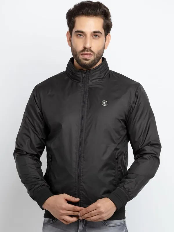 Black_Polyester_Solid_Jacket_For_Men