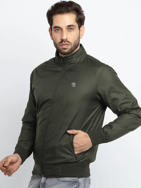 Green_Polyester_Solid_Jacket_For_Men