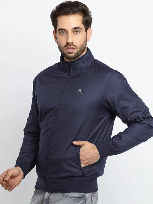 Dark_Blue_Polyester_Solid_Jacket_For_Men