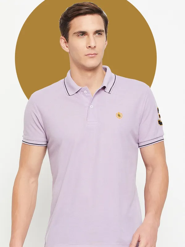Purple_Cotton_Blend_Solid_T-Shirt_For_Men