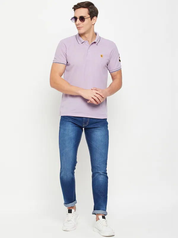 Purple_Cotton_Blend_Solid_T-Shirt_For_Men