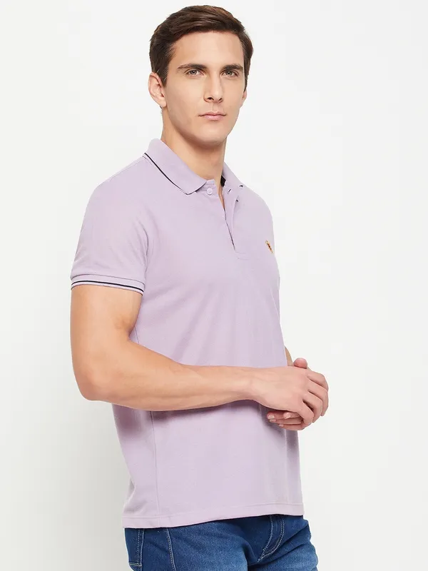 Purple_Cotton_Blend_Solid_T-Shirt_For_Men