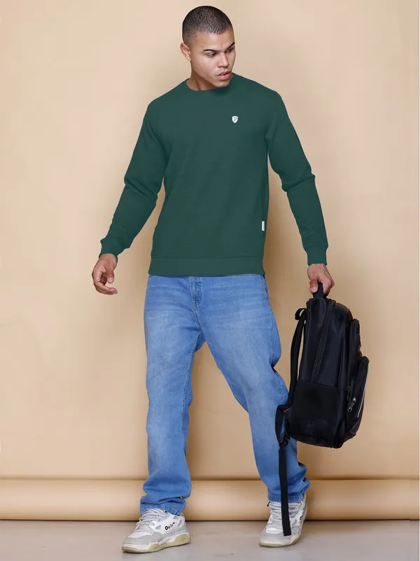 Green_Cotton_Blend_Solid_Full_Sleeve_Round_Neck_Sweatshirt_For_Men
