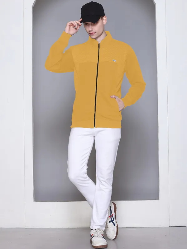 Yellow_Cotton_Blend_Solid_Full_Sleeve_High_Neck_Sweatshirt_For_Men