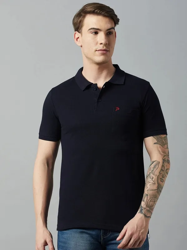 Navy_Blue_Cotton_Blend_Solid_T-Shirt_For_Men
