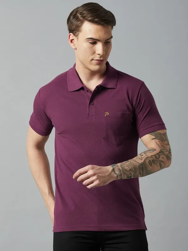 Purple_Cotton_Blend_Solid_T-Shirt_For_Men