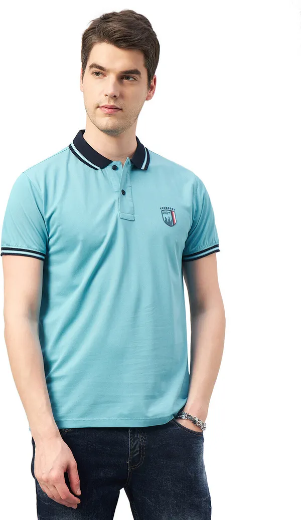 Light_Blue_Cotton_Blend_Solid_T-Shirt_For_Men