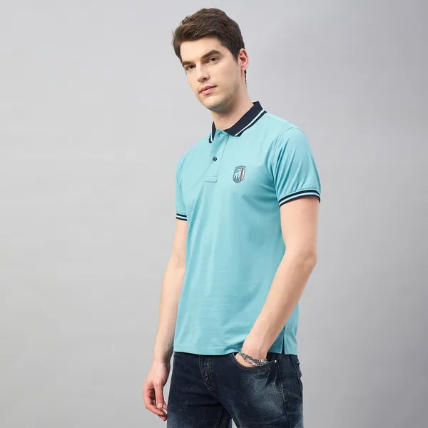 Light_Blue_Cotton_Blend_Solid_T-Shirt_For_Men