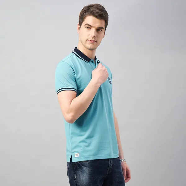 Light_Blue_Cotton_Blend_Solid_T-Shirt_For_Men