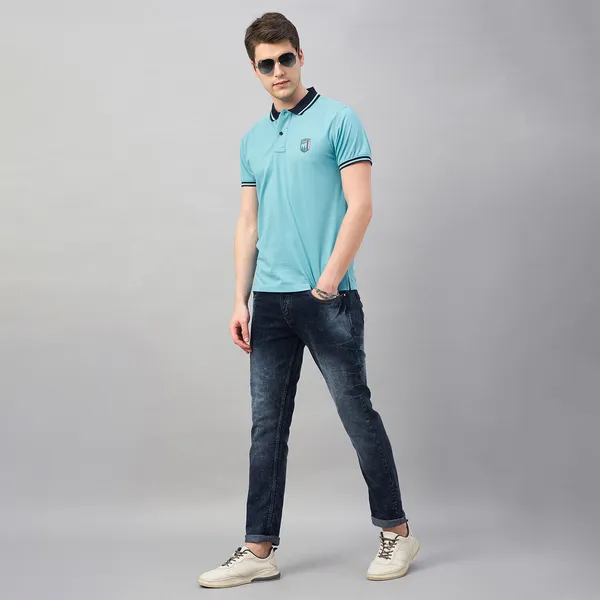 Light_Blue_Cotton_Blend_Solid_T-Shirt_For_Men