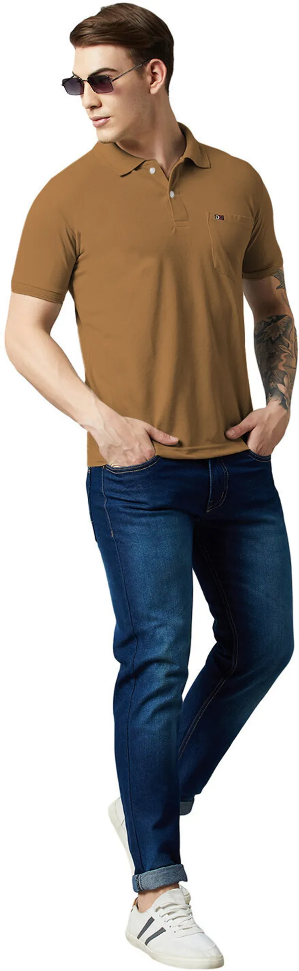Brown_Cotton_Blend_Solid_T-Shirt_For_Men