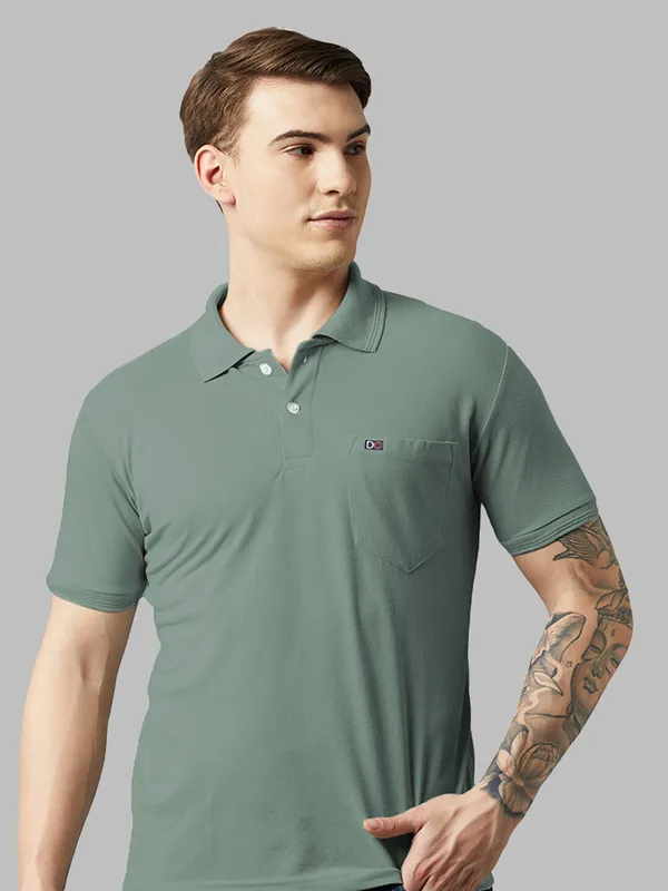 Light_Green_Cotton_Blend_Solid_T-Shirt_For_Men