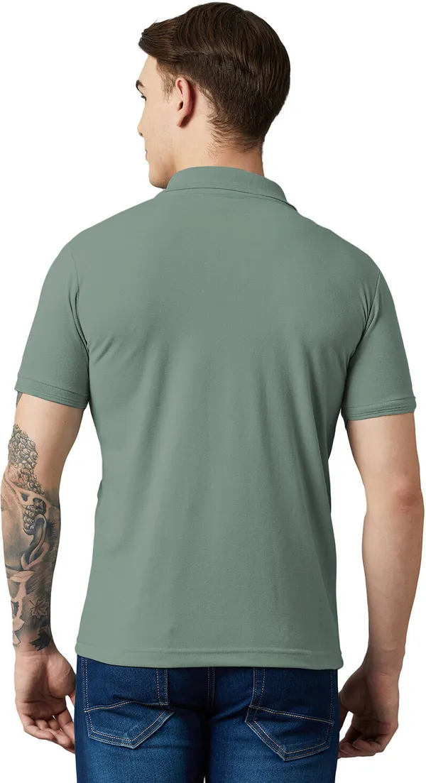 Light_Green_Cotton_Blend_Solid_T-Shirt_For_Men