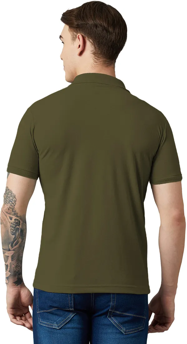 Green_Cotton_Blend_Solid_T-Shirt_For_Men