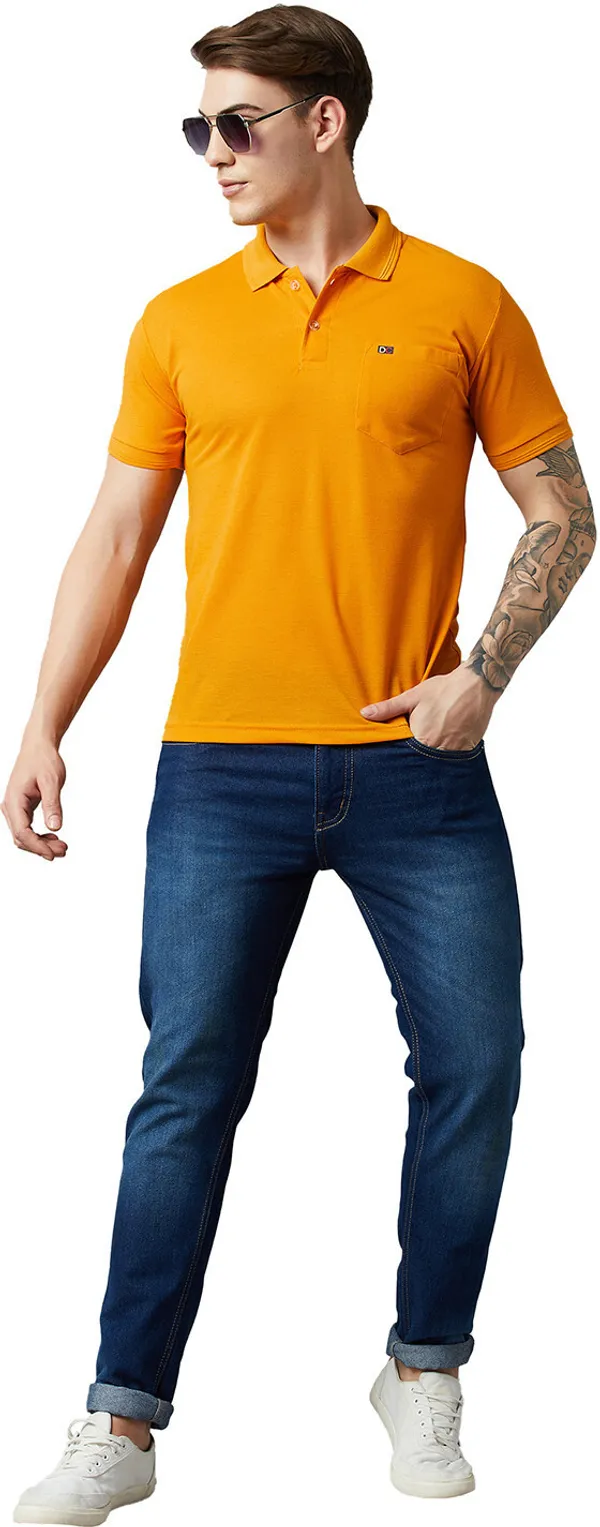 Gold_Cotton_Blend_Solid_T-Shirt_For_Men