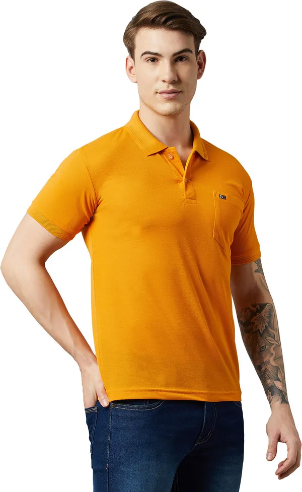 Gold_Cotton_Blend_Solid_T-Shirt_For_Men