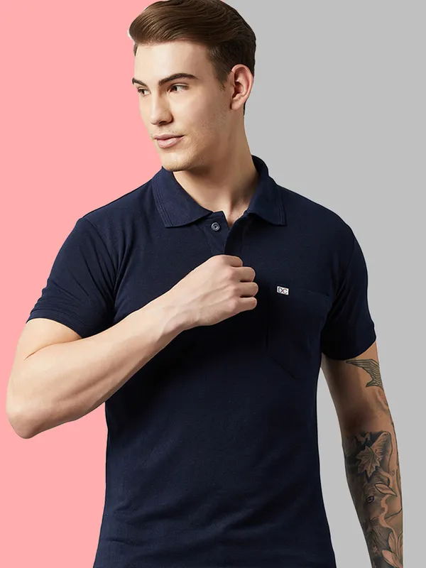Dark_Blue_Cotton_Blend_Solid_T-Shirt_For_Men