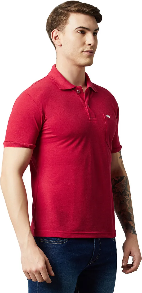 Red_Cotton_Blend_Solid_T-Shirt_For_Men