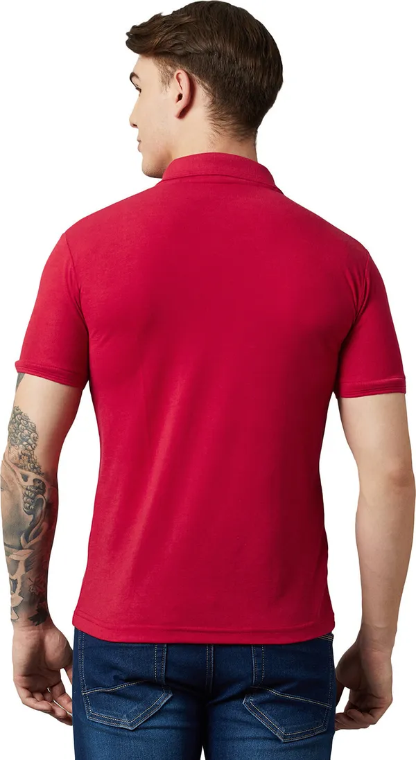Red_Cotton_Blend_Solid_T-Shirt_For_Men