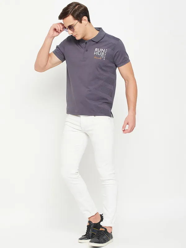 Purple_Cotton_Blend_Self_Design_T-Shirt_For_Men