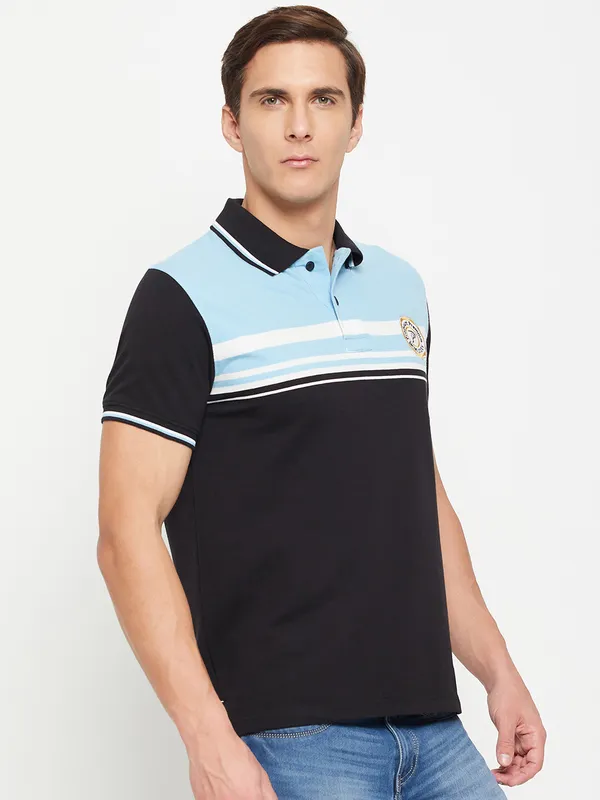 Black_Cotton_Blend_Colorblock_T-Shirt_For_Men