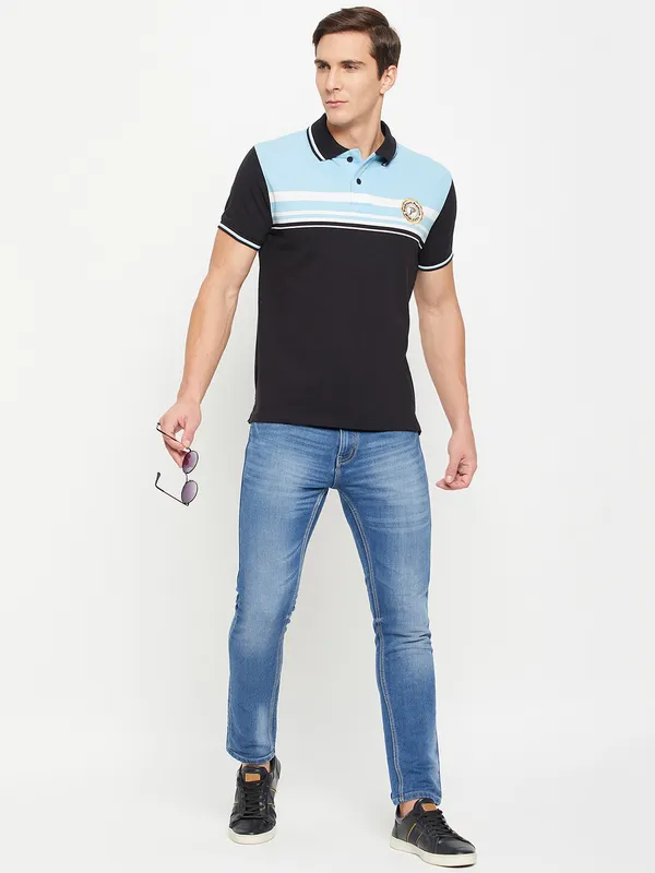 Black_Cotton_Blend_Colorblock_T-Shirt_For_Men