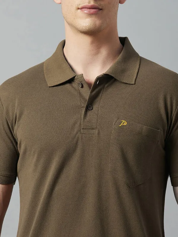 Dark_Green_Cotton_Blend_Solid_T-Shirt_For_Men