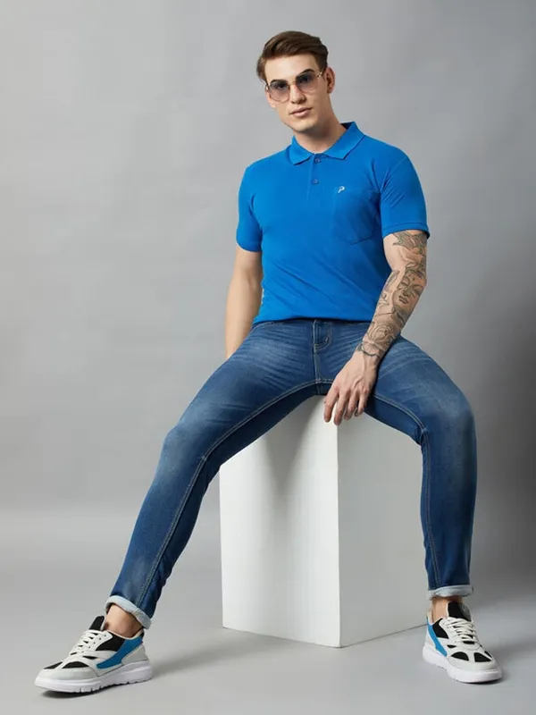 Dark_Blue_Cotton_Blend_Solid_T-Shirt_For_Men