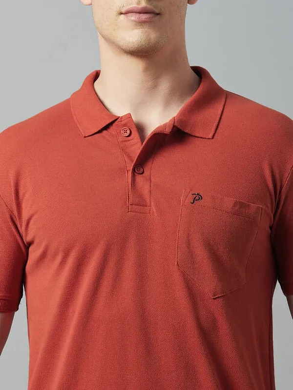 Red_Cotton_Blend_Solid_T-Shirt_For_Men