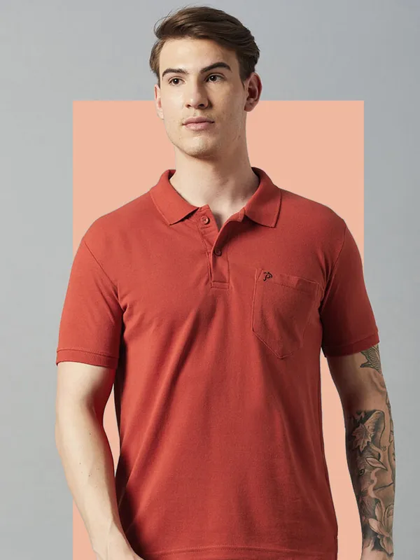 Red_Cotton_Blend_Solid_T-Shirt_For_Men
