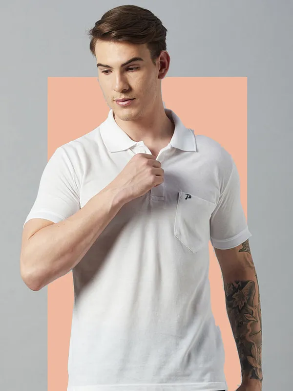 White_Cotton_Blend_Solid_T-Shirt_For_Men