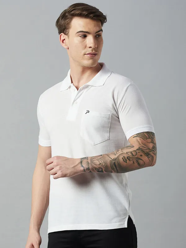 White_Cotton_Blend_Solid_T-Shirt_For_Men