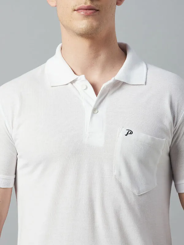 White_Cotton_Blend_Solid_T-Shirt_For_Men
