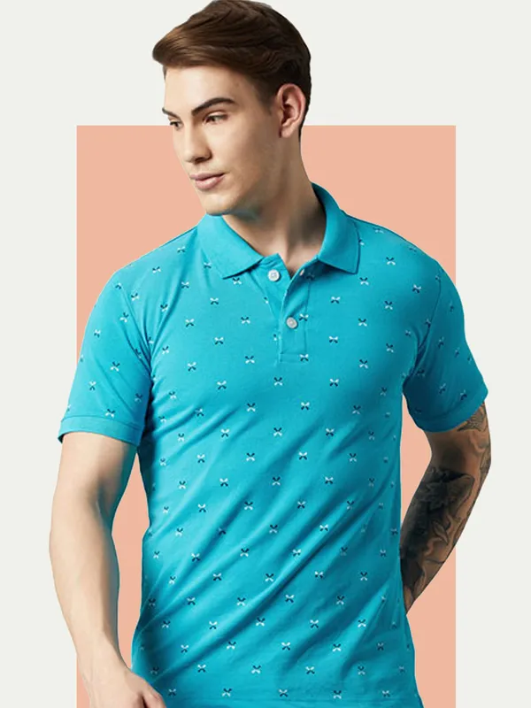 Light_Blue_Cotton_Blend_Printed_T-Shirt_For_Men