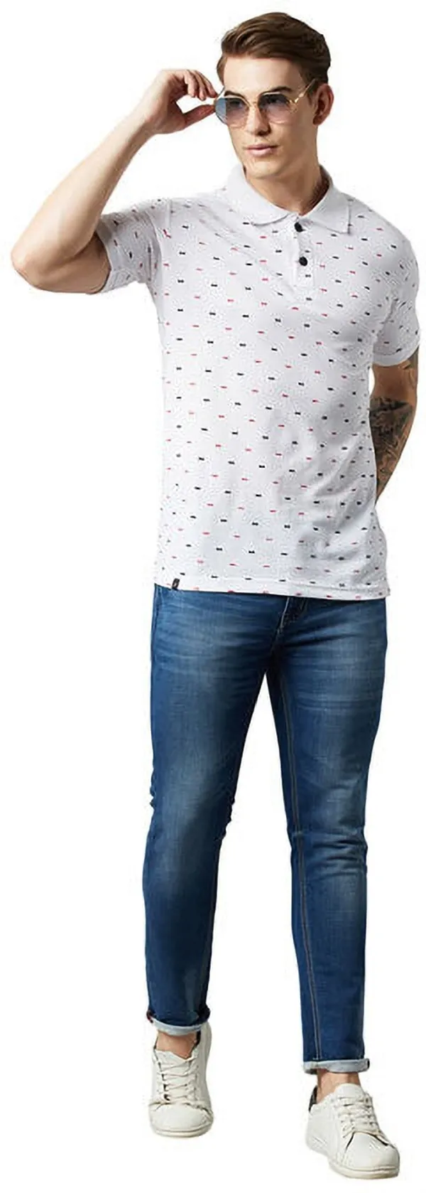 White_Cotton_Blend_Printed_T-Shirt_For_Men