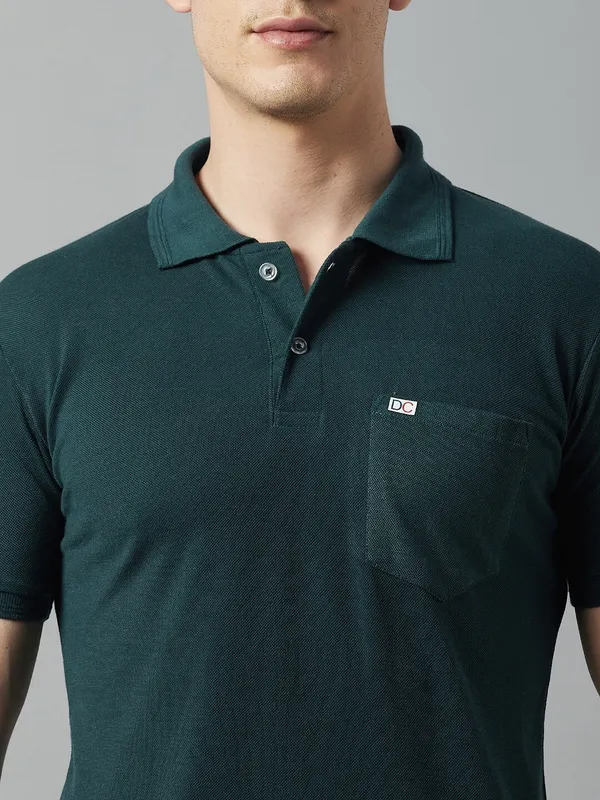Dark_Green_Cotton_Blend_Solid_T-Shirt_For_Men