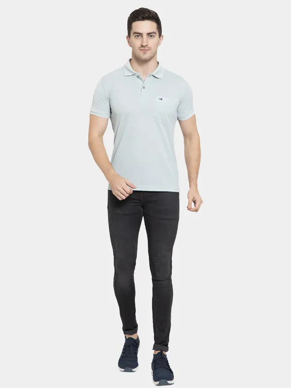 Light_Green_Cotton_Blend_Solid_T-Shirt_For_Men