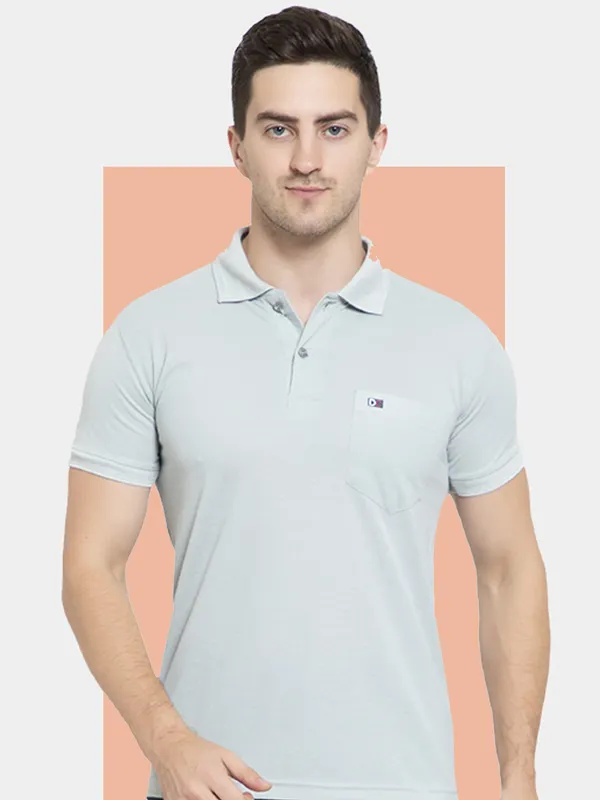Light_Green_Cotton_Blend_Solid_T-Shirt_For_Men