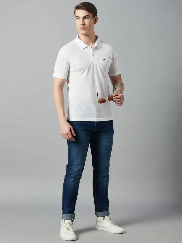 White_Cotton_Blend_Solid_T-Shirt_For_Men