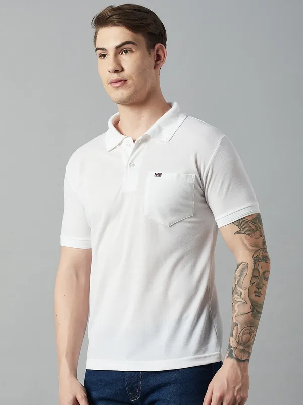White_Cotton_Blend_Solid_T-Shirt_For_Men