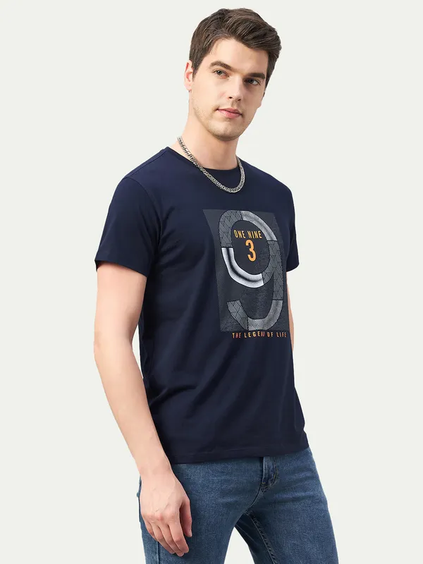 Navy_Blue_Cotton_Blend_Printed_T-Shirt_For_Men