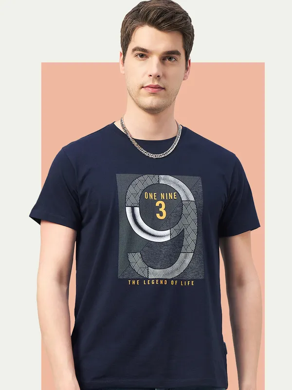 Navy_Blue_Cotton_Blend_Printed_T-Shirt_For_Men
